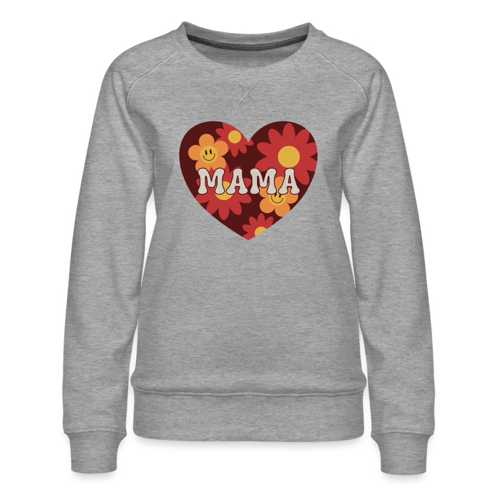 Mama Heart Flowers Women’s Premium Sweatshirt - heather grey