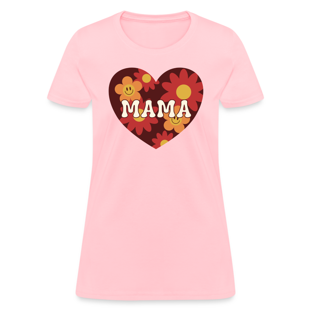 Mama Heart Flowers Women's T-Shirt - pink