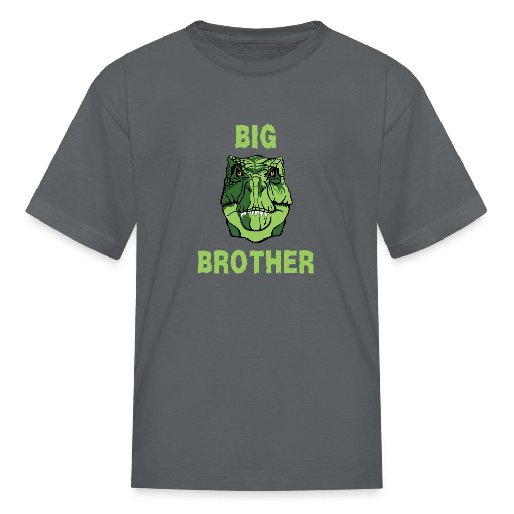 Youth Big Brother Dinosaur Face T-Shirt - charcoal