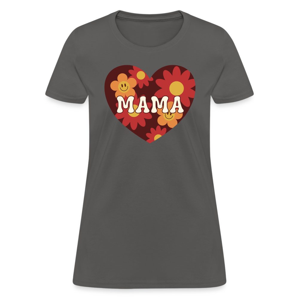 Mama Heart Flowers Women's T-Shirt - charcoal