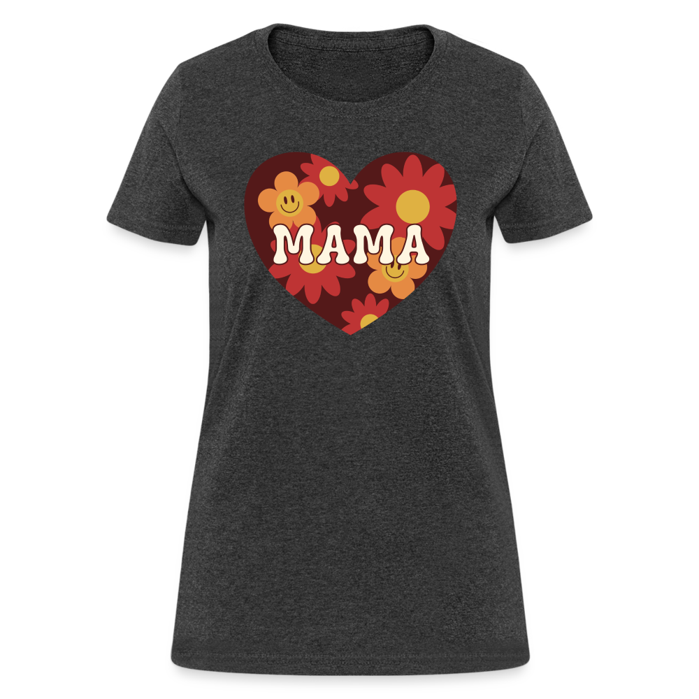 Mama Heart Flowers Women's T-Shirt - heather black