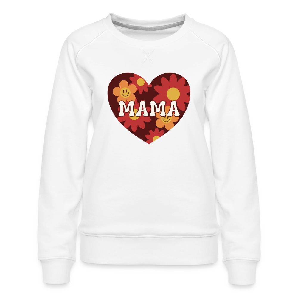 Mama Heart Flowers Women’s Premium Sweatshirt - white