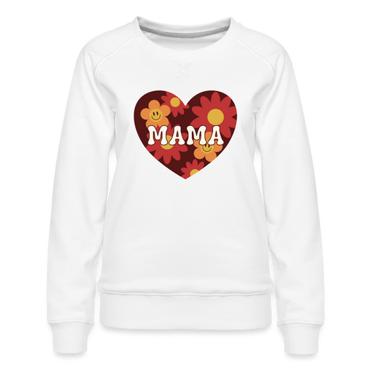 Mama Heart Flowers Women’s Premium Sweatshirt - white