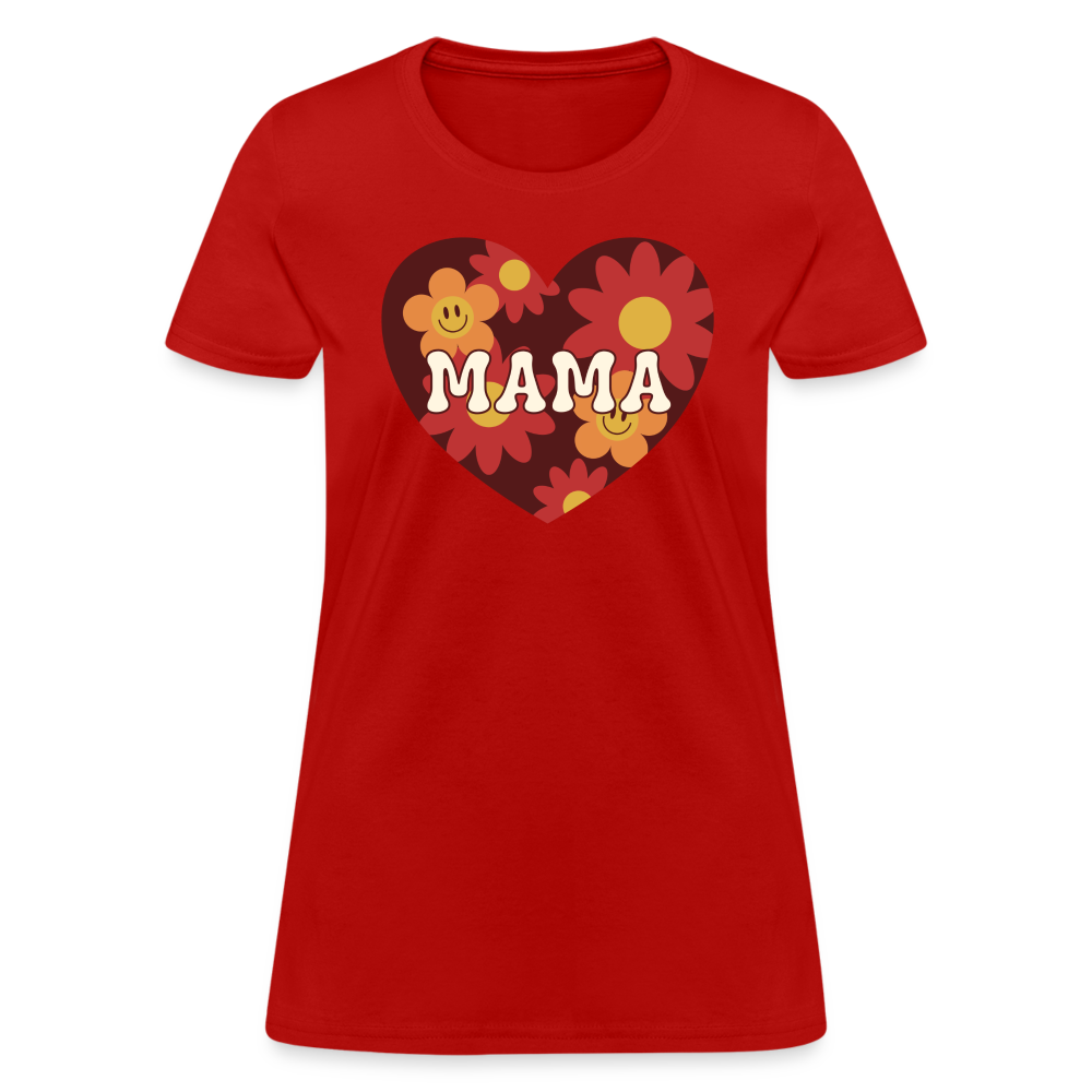 Mama Heart Flowers Women's T-Shirt - red