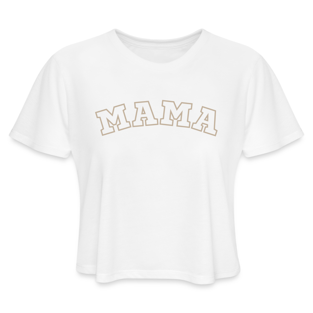 Mama Block Letters Women's Cropped T-Shirt - white