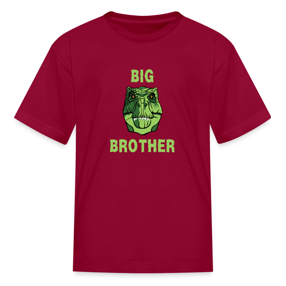 Youth Big Brother Dinosaur Face T-Shirt - dark red