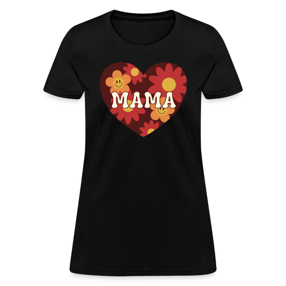 Mama Heart Flowers Women's T-Shirt - black