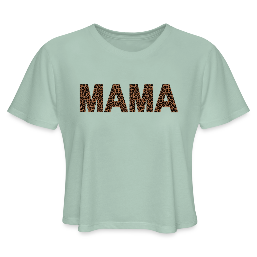 Mama Women's Cropped T-Shirt - dusty mint blue