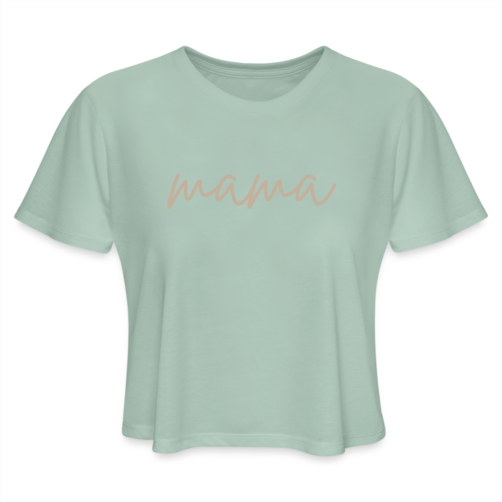 Mama Scripts Women's Cropped T-Shirt - dusty mint blue