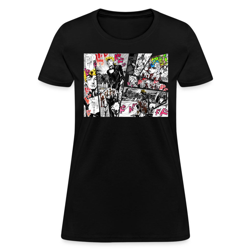 Giorno Saves Mista Premium JoJo's Bizarre Adventure Women's Manga Anime T-Shirt - black