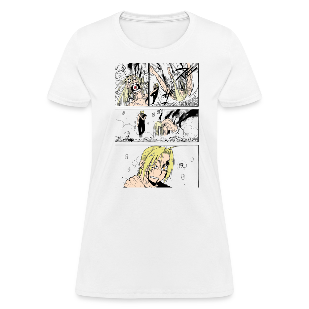 Ed vs Father Premium Fullmetal Alchemist Women's Manga Anime T-Shirt - white