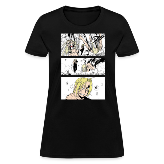 Ed vs Father Premium Fullmetal Alchemist Women's Manga Anime T-Shirt - black