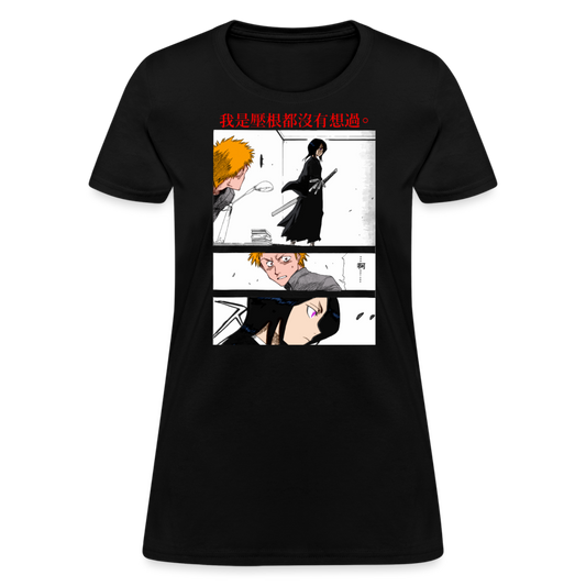 Ichigo Meets Rukia Premium Bleach Women's Manga Anime T-Shirt - black