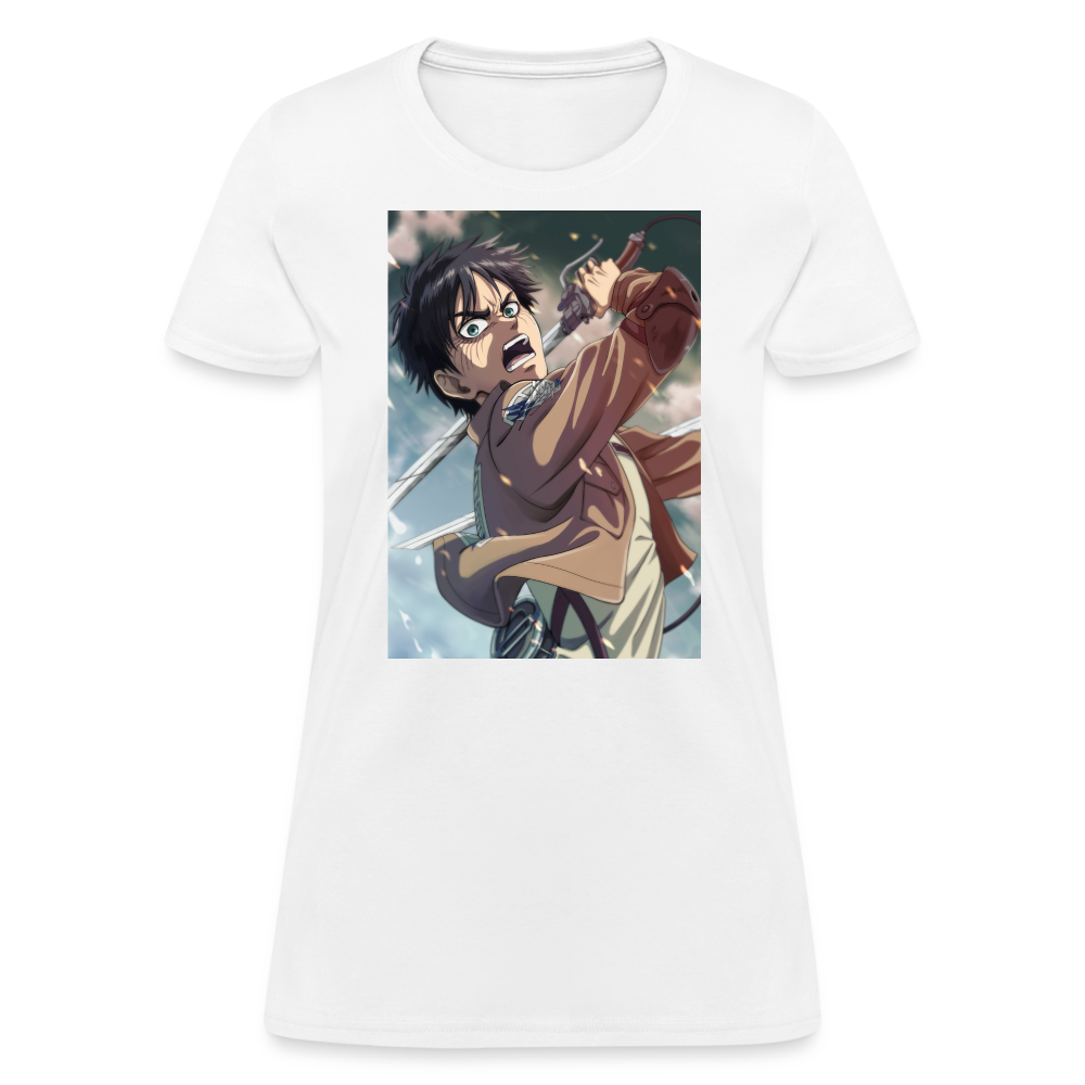 Eren Yeager Attack On Titan Women's Anime T-Shirt - white