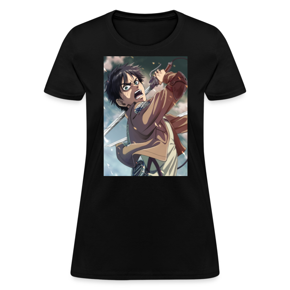 Eren Yeager Attack On Titan Women's Anime T-Shirt - black