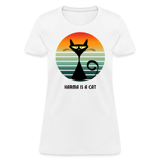 Karma is a Cat Sunset Women's T-Shirt - white