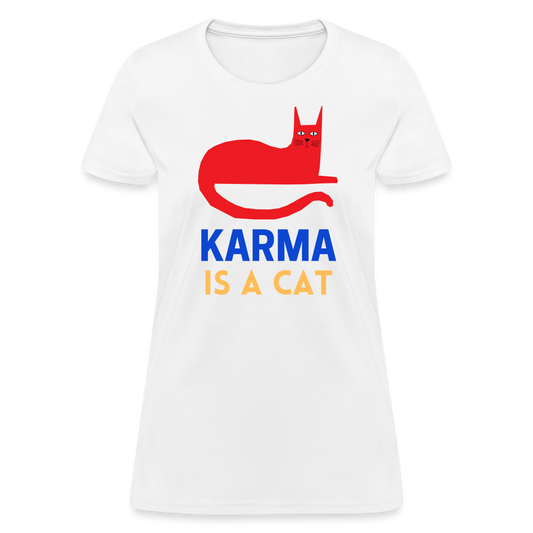 Karma is a Cat Pop Art Women's T-Shirt - white