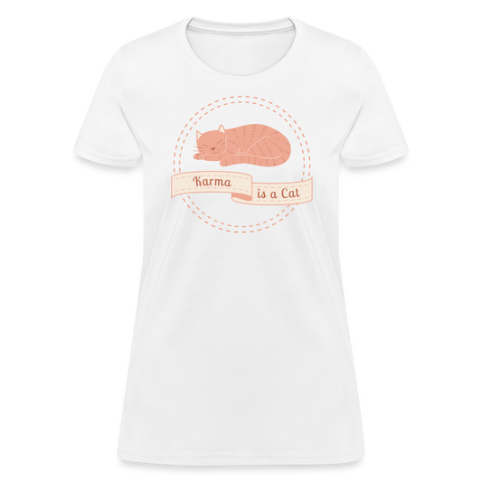 Karma is a Cat Sleeping Women's T-Shirt - white