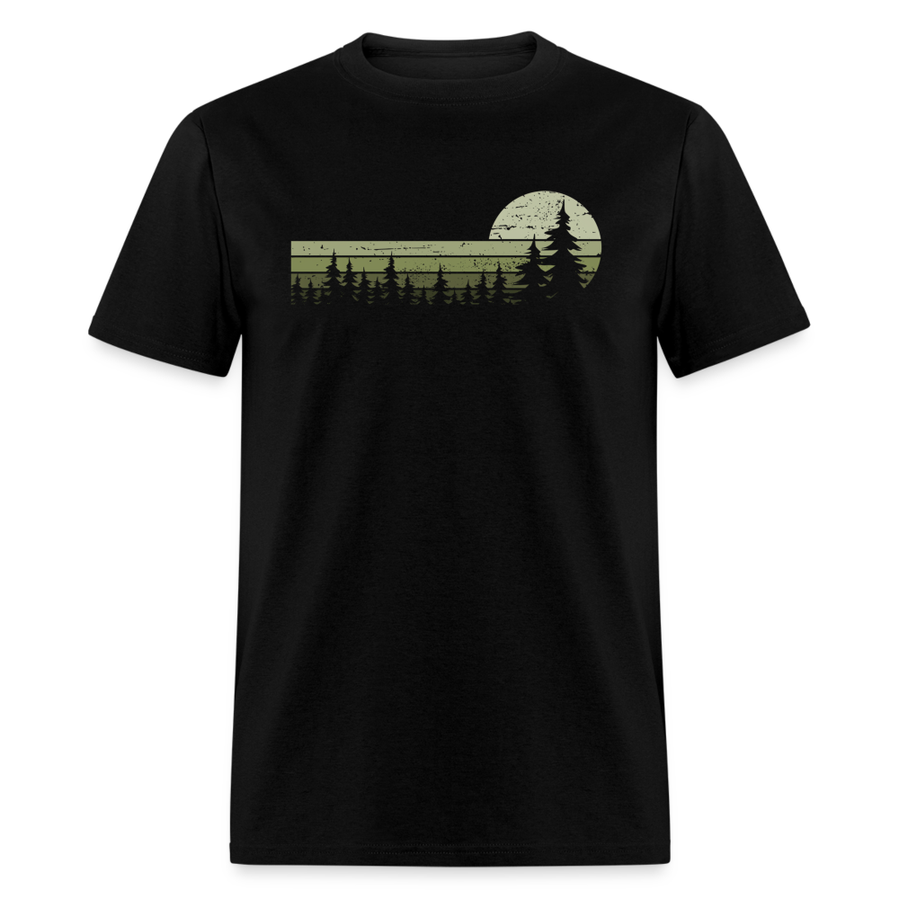 Trees Wildlife Nature Forest Graphic Tee Retro Vintage-Look Unisex T-Shirt - black