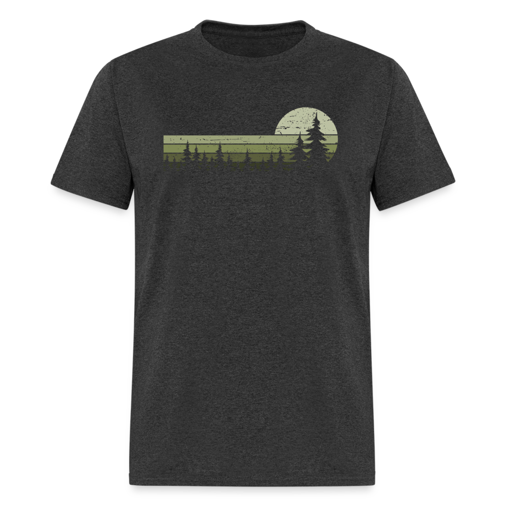 Trees Wildlife Nature Forest Graphic Tee Retro Vintage-Look Unisex T-Shirt - heather black