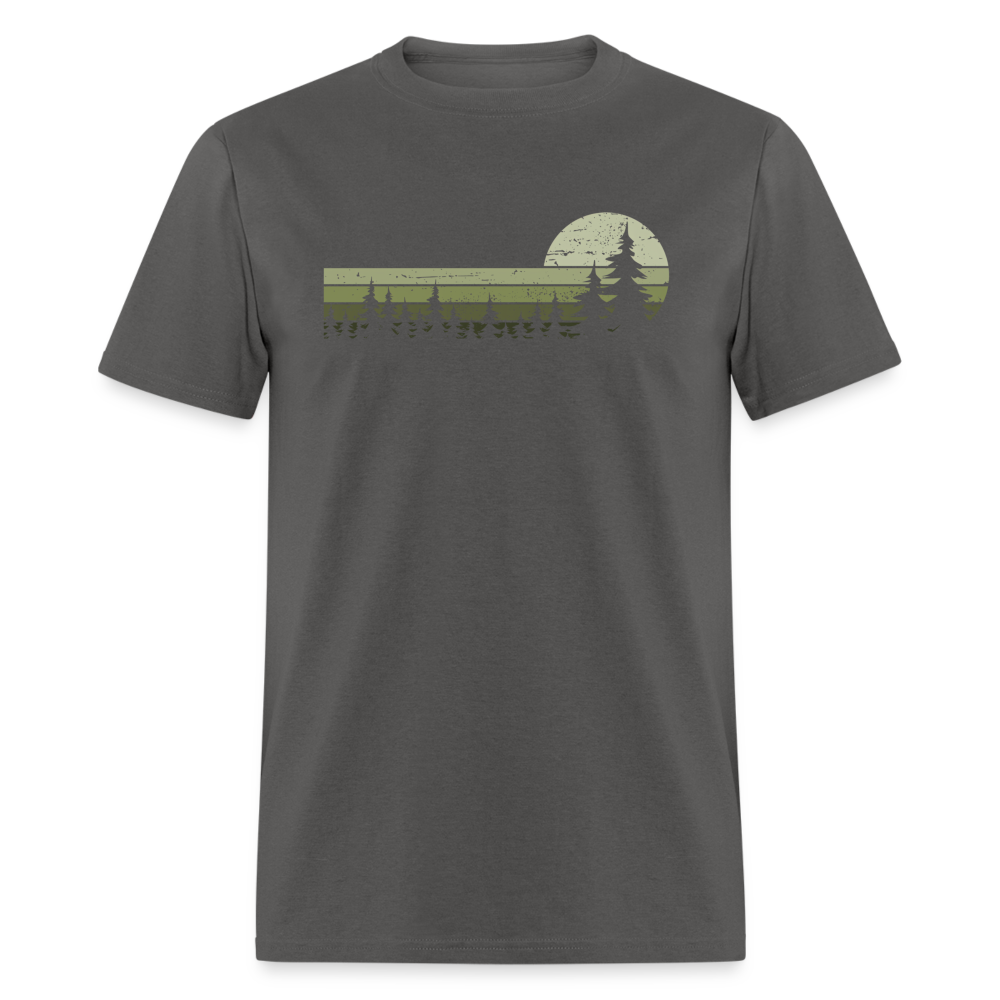 Trees Wildlife Nature Forest Graphic Tee Retro Vintage-Look Unisex T-Shirt - charcoal