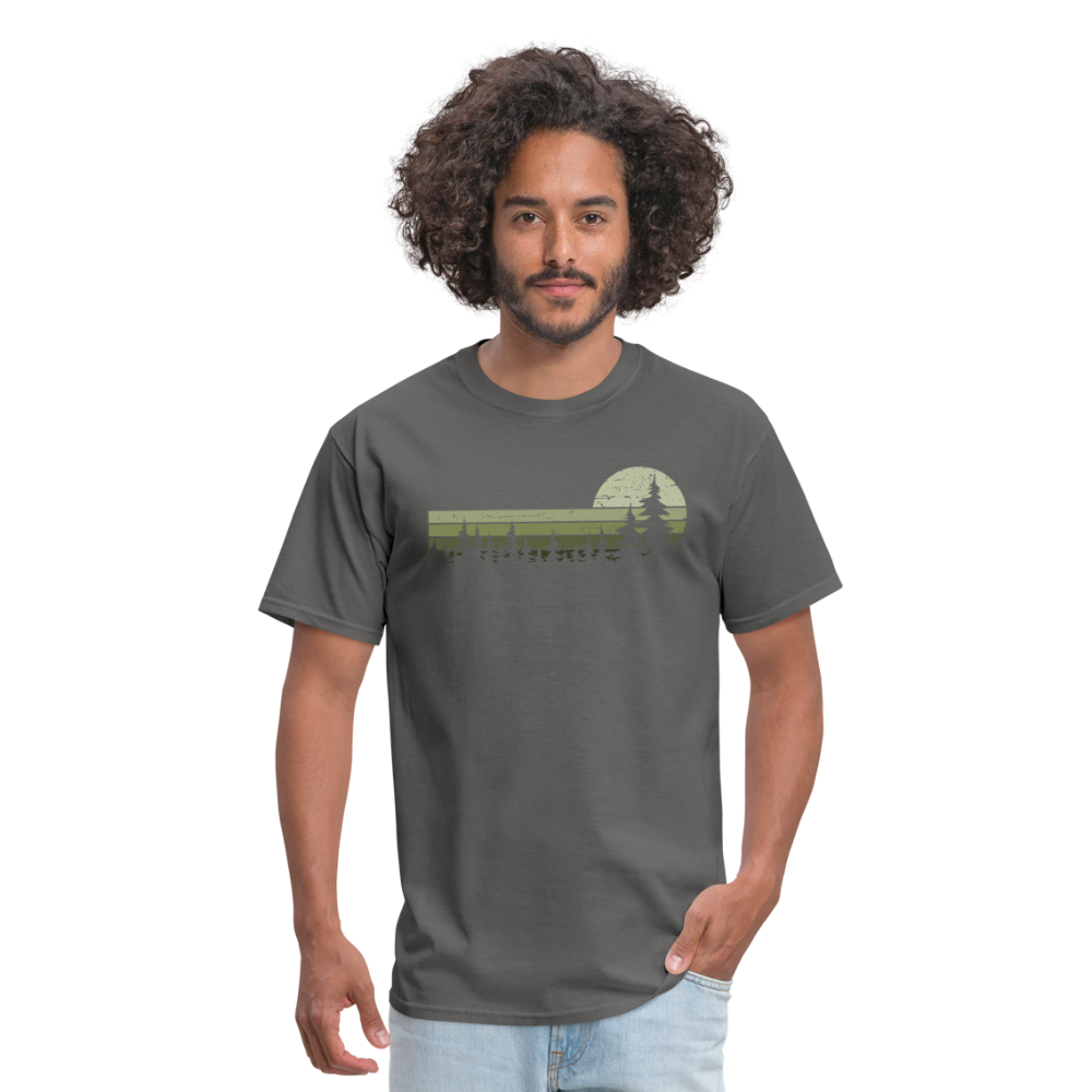 Trees Wildlife Nature Forest Graphic Tee Retro Vintage-Look Unisex T-Shirt - charcoal