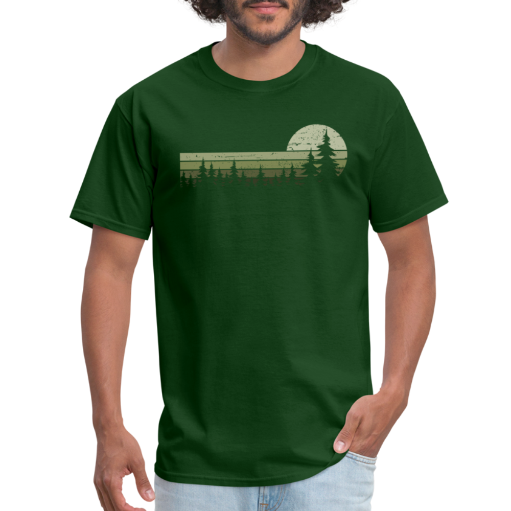 Trees Wildlife Nature Forest Graphic Tee Retro Vintage-Look Unisex T-Shirt - forest green