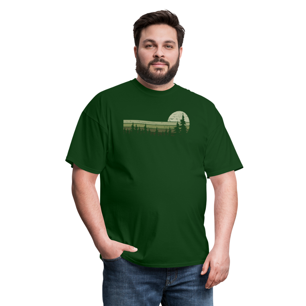 Trees Wildlife Nature Forest Graphic Tee Retro Vintage-Look Unisex T-Shirt - forest green