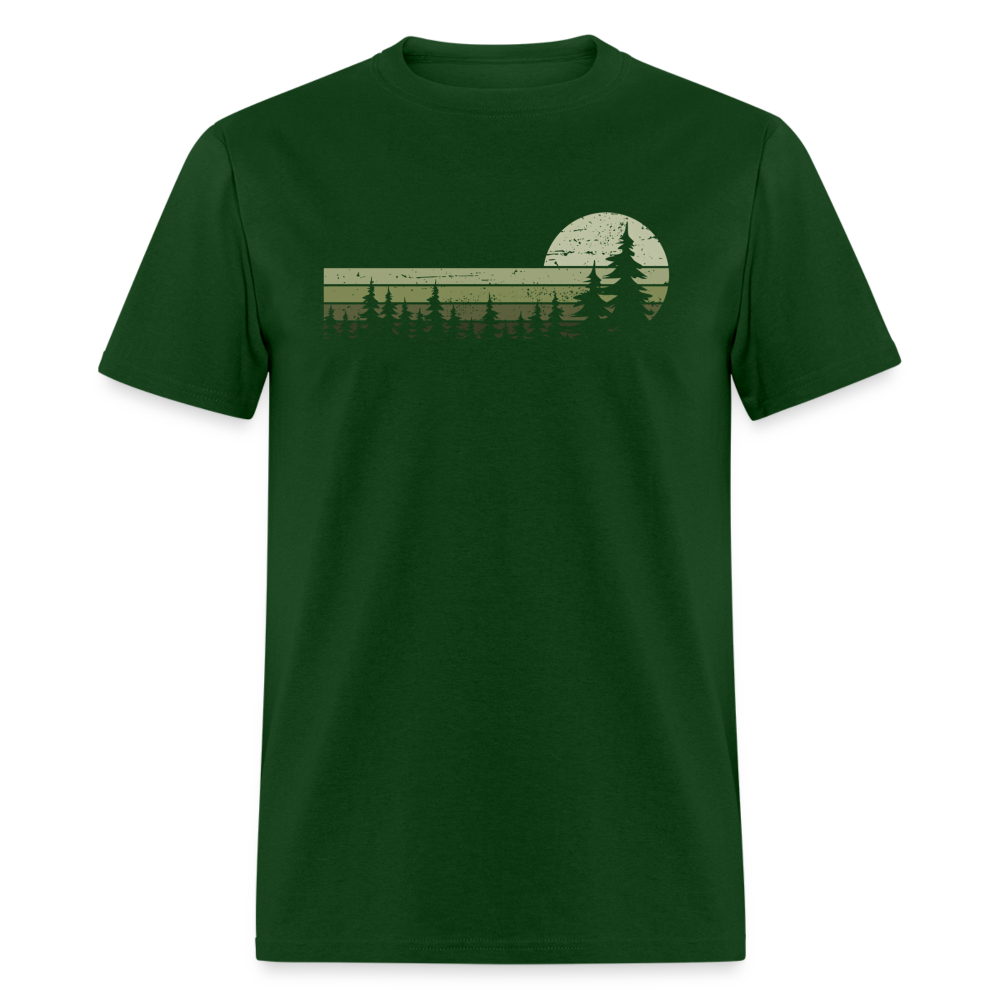 Trees Wildlife Nature Forest Graphic Tee Retro Vintage-Look Unisex T-Shirt - forest green