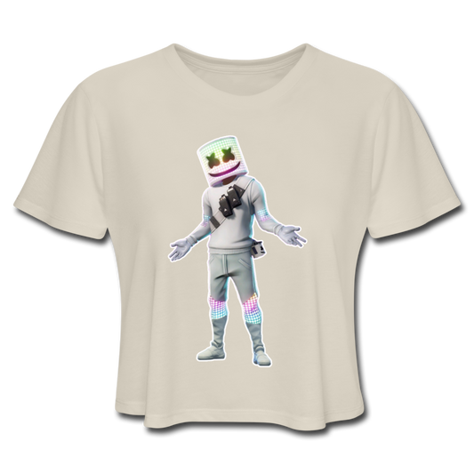 Marshmello Women's Cropped Fortnite Video Game T-Shirt - dust